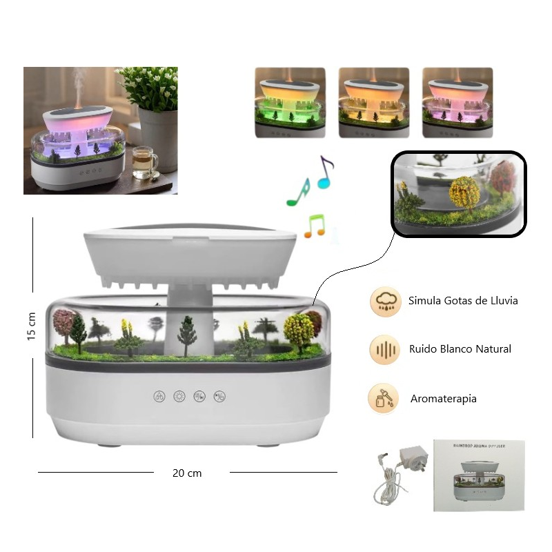 Humidificador jardín con sonido de lluvia