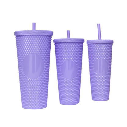 Set de 3 vasos con tapa y sorbete