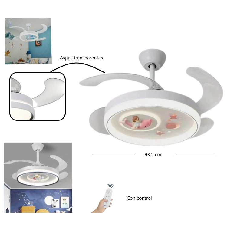 Ventilador LED de techo infantil Star Vision